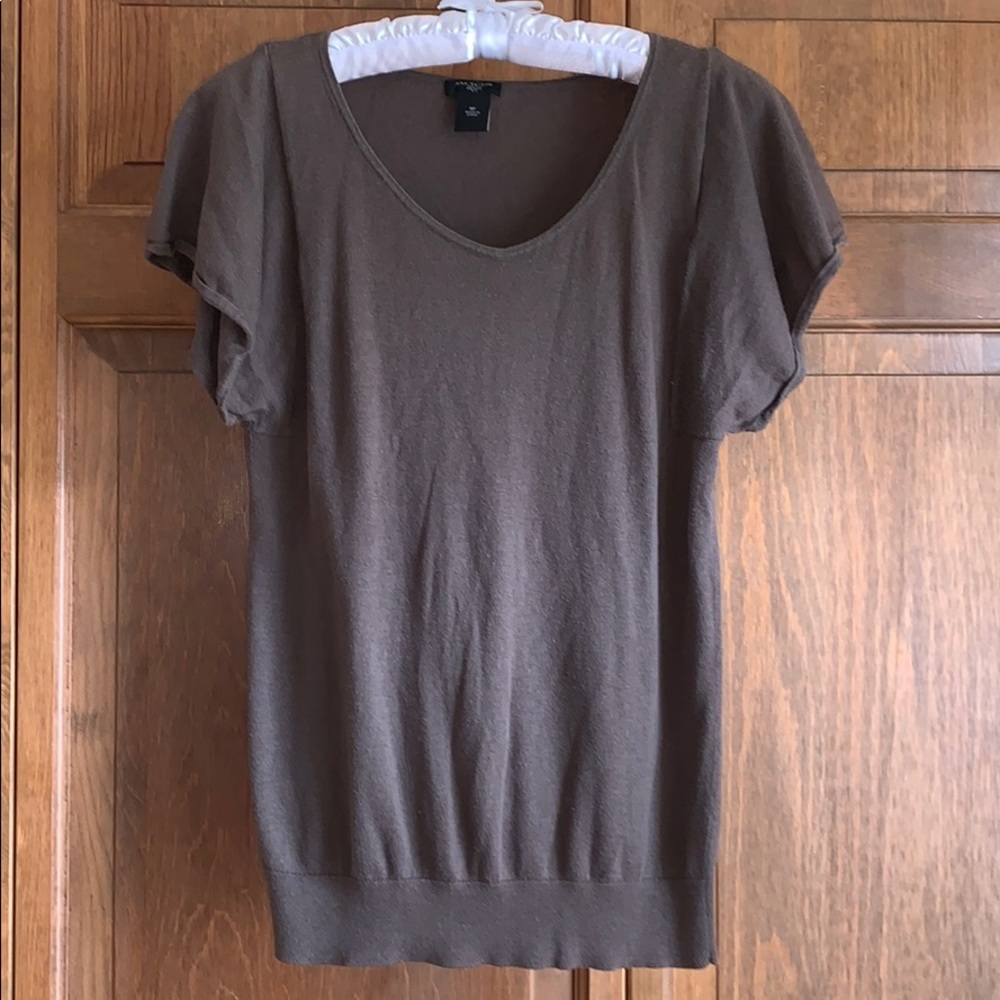 Ann Taylor Short Sleeve Brown Top Size MP